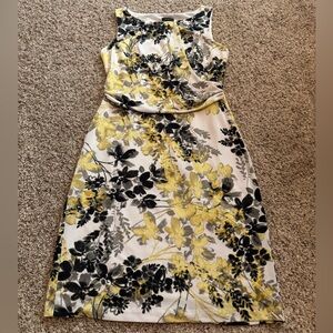 Ann Taylor Yellow and Black Floral Midi Dress size Small